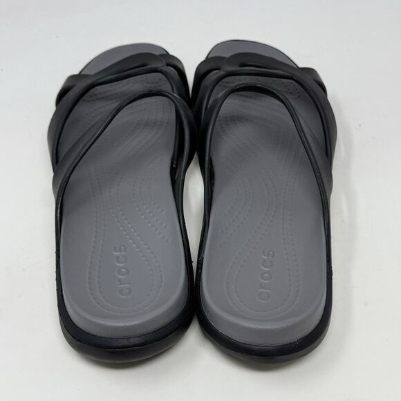 Crocs Meleen Twist Slide Sandals Womens 11 Black Open Toe Casual Comfort - Picture 9 of 15